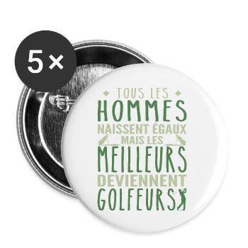 Hommes Meilleurs Deviennent Golfeurs Humour - Lot de 5 petits badges (25 mm) - blanc - Devant