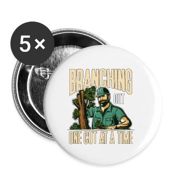 Arborist Branching Out One Cut At A Forest Worker - Buttons klein 25 mm (5er Pack) - Weiß - Vorne