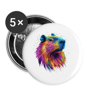 Capybara Be Capy Wasserschwein Lustiges Capybara - Buttons klein 25 mm (5er Pack) - Weiß - Vorne