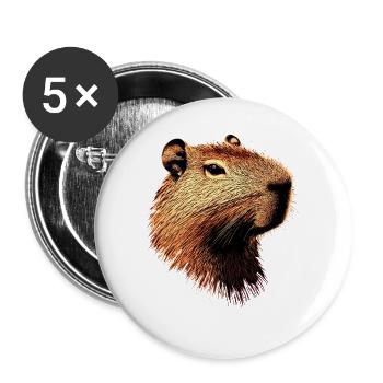 Capybara Be Capy Wasserschwein Lustiges Capybara - Buttons klein 25 mm (5er Pack) - Weiß - Vorne
