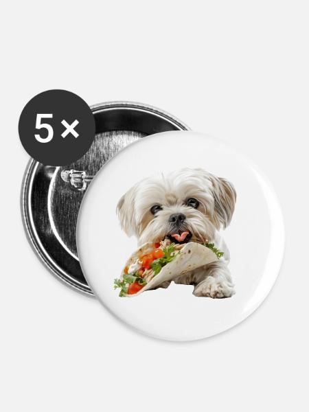 Shih Tzu - Buttons klein 25 mm (5er Pack) - Weiß