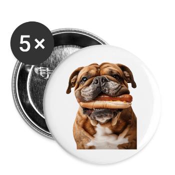 Bulldogge - Buttons klein 25 mm (5er Pack) - Weiß - Vorne