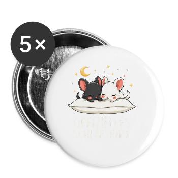 Offizielles Schlafshirt Chinchilla Paar - Buttons klein 25 mm (5er Pack) - Weiß - Vorne
