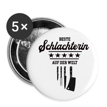 Beste Schlachterin Meisterin Chefin Schlachterei - Buttons klein 25 mm (5er Pack) - Weiß - Vorne