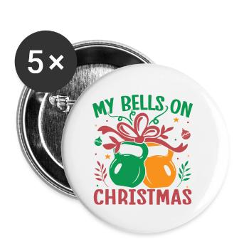 Fanatiques de fitness Mes cloches à Noël - Lot de 5 petits badges (25 mm) - blanc - Devant