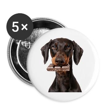 Doberman - Lot de 5 petits badges (25 mm) - blanc - Devant