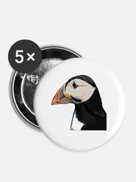 Papageientaucher - Lunde - Puffin - Buttons klein 25 mm (5er Pack) - Weiß