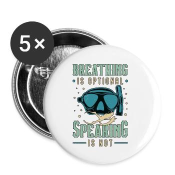 Spearfishing Breathing Is Optional Scuba Diver - Buttons klein 25 mm (5er Pack) - Weiß - Vorne
