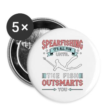 Chasse sous-marine C’est amusant jusqu’à la plongée sous-marine - Lot de 5 petits badges (25 mm) - blanc - Devant