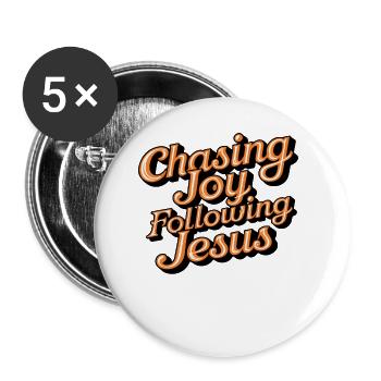 Poursuivre la joie à la suite de Jésus Citation inspirante - Lot de 5 petits badges (25 mm) - blanc - Devant