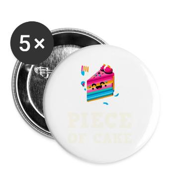 Stück Kuchen Niedliches Kuchenstück - Buttons klein 25 mm (5er Pack) - Weiß - Vorne