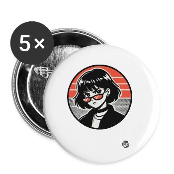 Dieses Mädchen bedeutet Ärger - Buttons klein 25 mm (5er Pack) - Weiß - Vorne