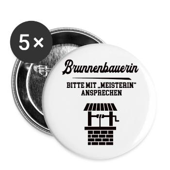 Brunnenbauerin Meister Prüfung Abschluß Brunnenbau - Buttons klein 25 mm (5er Pack) - Weiß - Vorne