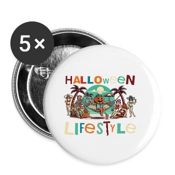 Relaxed Halloween lifestyle - Buttons small 1''/25 mm (5-pack) - white - Front