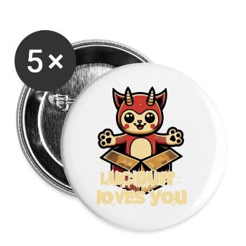 Luci Puff Liebt Dich Dämonisches Plüschtier - Buttons klein 25 mm (5er Pack) - Weiß - Vorne