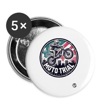 Motocross Moto Trial - Lot de 5 petits badges (25 mm) - blanc - Devant