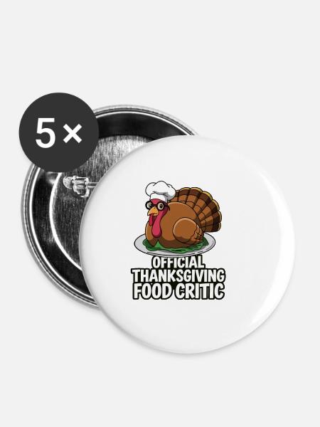 Lustiger Thanksgiving Truthahn - Buttons klein 25 mm (5er Pack) - Weiß