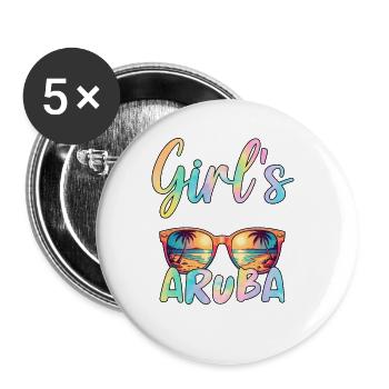 Aruba Girls Trip 2028 - Buttons klein 25 mm (5er Pack) - Weiß - Vorne