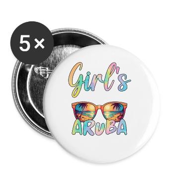 Aruba Girls Trip 2026 - Buttons klein 25 mm (5er Pack) - Weiß - Vorne