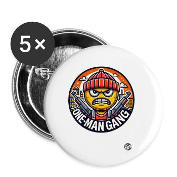 Lustige Parodie: Ein-Mann-Gang - Buttons klein 25 mm (5er Pack) - Weiß - Vorne