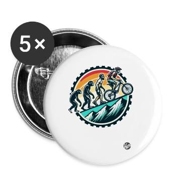 Evolution des Mountainbiker, Mountainbike - Buttons klein 25 mm (5er Pack) - Weiß - Vorne