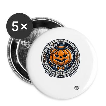 The handsome Mr. Pumpkin Head - Buttons small 1''/25 mm (5-pack) - white - Front