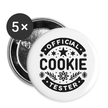 Offizieller Cookie-Tester - Buttons klein 25 mm (5er Pack) - Weiß - Vorne