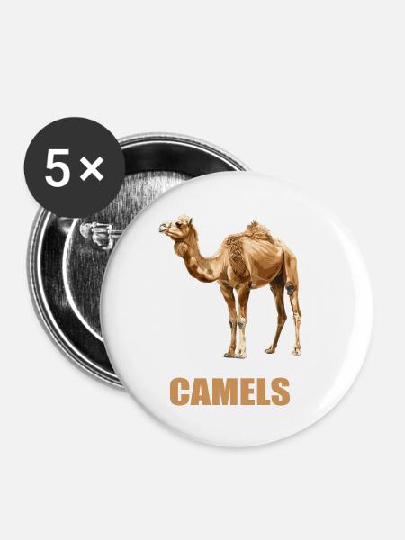Camel Kamele Kamel - Buttons klein 25 mm (5er Pack) - Weiß