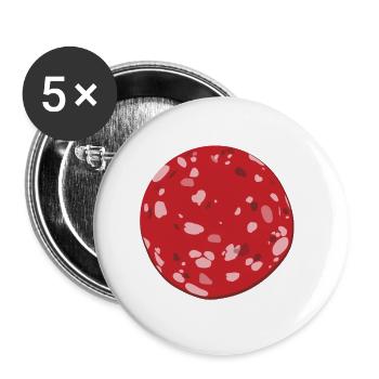 Blutwurst Karneval Kostüm Wurst Fleischesser - Buttons klein 25 mm (5er Pack) - Weiß - Vorne