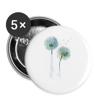 Pissenlit, Bonheur, Amour, Design Inspirant - Lot de 5 petits badges (25 mm) - blanc - Devant
