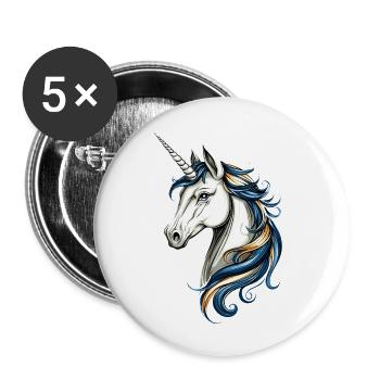 Licorne Cavalier Poney Ferme Chevaux Équitation Licornes - Lot de 5 petits badges (25 mm) - blanc - Devant
