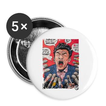 Conférence de presse japonaise - Lot de 5 petits badges (25 mm) - blanc - Devant