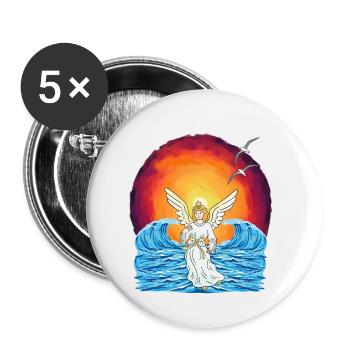 Angel Sunset Sea Waves Nature - Buttons small 1''/25 mm (5-pack) - white - Front