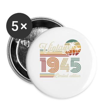Vintage Retro Jubiläumsgeschenk für 1945 geboren - Buttons klein 25 mm (5er Pack) - Weiß - Vorne