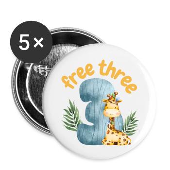 Free Three Giraffe Safari - Buttons klein 25 mm (5er Pack) - Weiß - Vorne