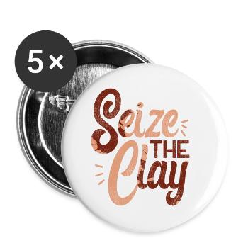 Poterie Céramique Artiste Pun Seize - Lot de 5 petits badges (25 mm) - blanc - Devant