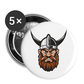 Tête de Viking - Lot de 5 petits badges (25 mm) - blanc - Devant