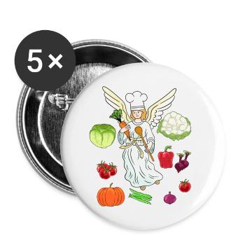 himmlisch Kochkunst Gastgeber Kochen Köche Koch - Buttons klein 25 mm (5er Pack) - Weiß - Vorne