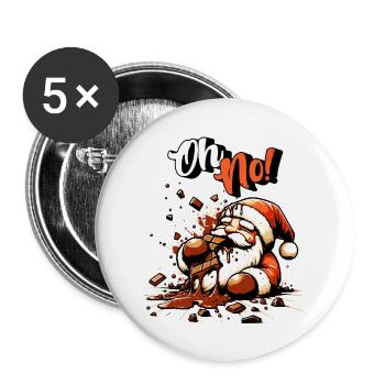 Oh No! Schöne Bescherung für Schokoladen- Fans - Buttons klein 25 mm (5er Pack) - Weiß - Vorne