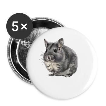 Chinchillas Chinchilla - Buttons klein 25 mm (5er Pack) - Weiß - Vorne