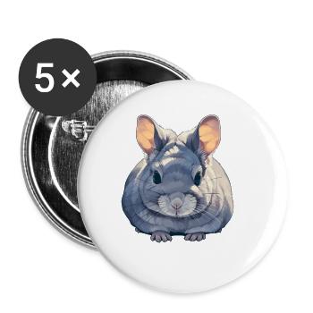Chinchillas Chinchilla - Buttons klein 25 mm (5er Pack) - Weiß - Vorne