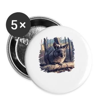 Chinchillas Chinchilla - Buttons klein 25 mm (5er Pack) - Weiß - Vorne