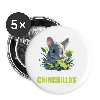 Chinchillas Chinchilla - Buttons klein 25 mm (5er Pack) - Weiß - Vorne