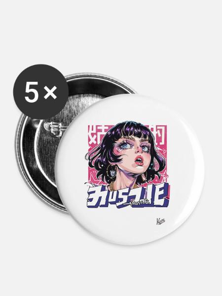 Der Hustle eines Mädchens - Buttons klein 25 mm (5er Pack) - Weiß
