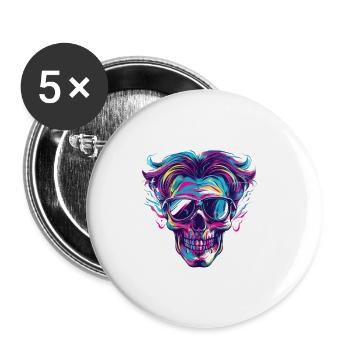 Crâne de fête - Lot de 5 petits badges (25 mm) - blanc - Devant