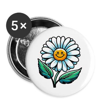 Gänseblümchen - Buttons klein 25 mm (5er Pack) - Weiß - Vorne