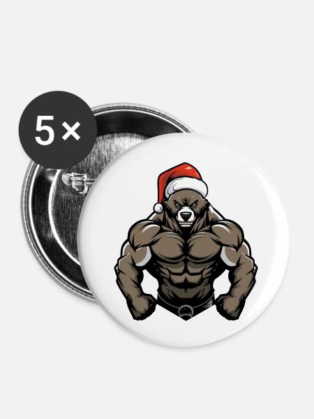 bär weihnachtsmann - Buttons klein 25 mm (5er Pack) - Weiß