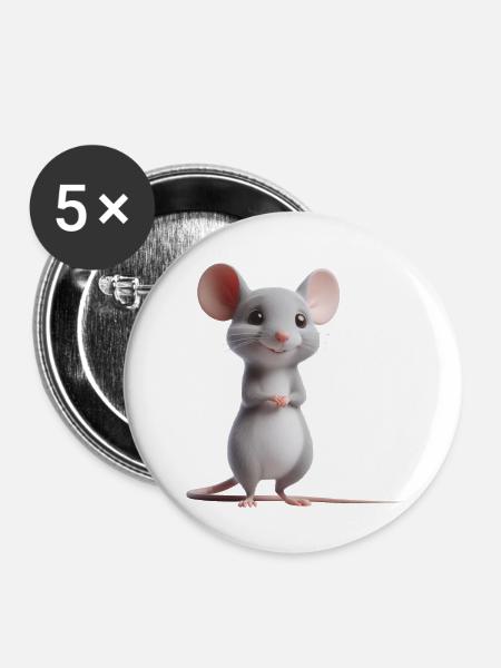Maus 4 - Buttons klein 25 mm (5er Pack) - Weiß