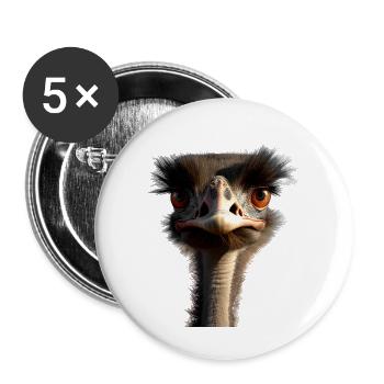 Oiseau d’autruche Autruche Grand Bouquets d’émeu Ratite - Lot de 5 petits badges (25 mm) - blanc - Devant