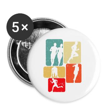 Types de course Motivation Marathon Cadeau - Lot de 5 petits badges (25 mm) - blanc - Devant